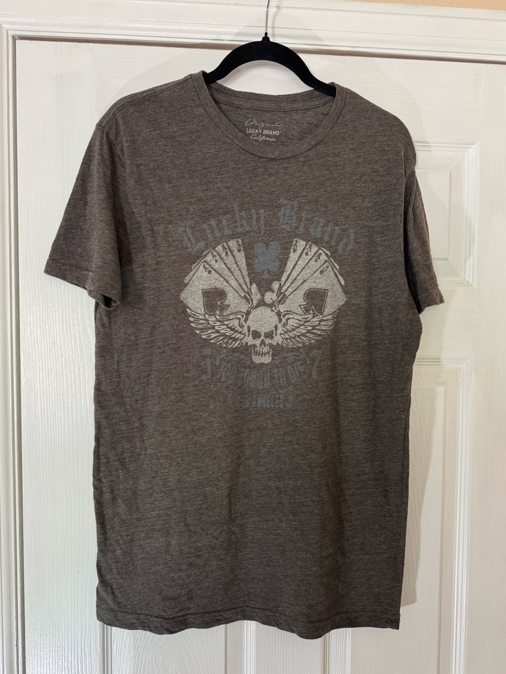 Lucky Brand Dark Gray Skull Short-Sleeve Graphic Tee